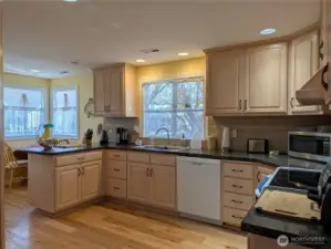 This Kitchen is beautiful. Pull out drawers, lazy susans, gleaming counters, and lots of storage and counter space for parties or baking etc