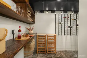 Lower level wine storage
