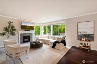 Cozy up to the gas fireplace and relax in the living room