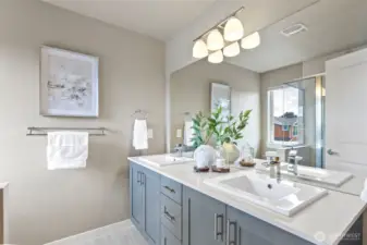 Luxurious bathroom with double vanity!