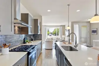 Quartz countertops and deep sink are an entertainer's dream!