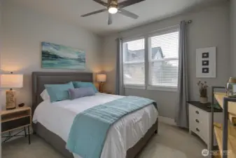 Bedroom easily accommodates a queen size bed.