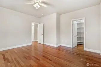 This first guest room has a wonderful walk-in closet.