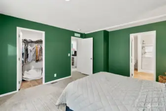 Primary with walk in closet and spa like bathroom