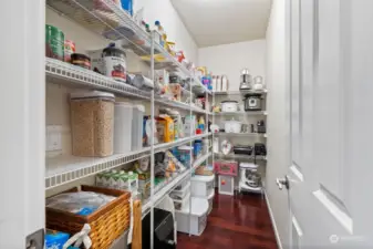 Walk-in pantry provides exceptional storage.