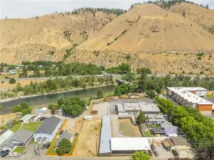 Aerial view showcasing both adjacent multi-family parcels with development potential