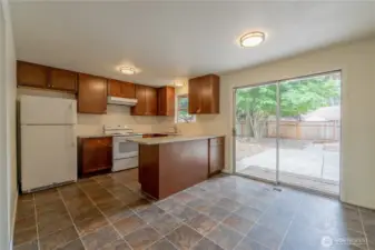 Kitchen nook with countertop seating.