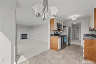 Functional kitchen design with breakfast bar and space for casual dining