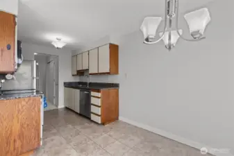 Functional kitchen design with breakfast bar and space for casual dining