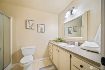 3/4 bath in the primary.