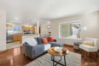 Open living concept around the kitchen.