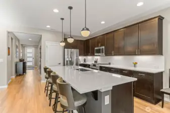 Kitchen island with low maint quartz