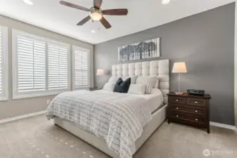 Private primary BR with plantation blinds and fan