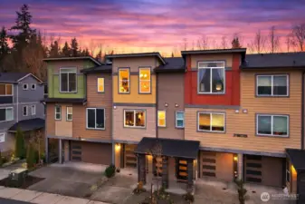 Contemporary Townhouse with two-car garage and driveway