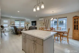 Open kitchen with direct sightlines to living space