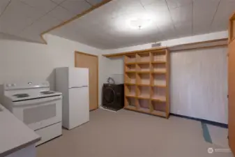 Kitchen and laundry in basement.