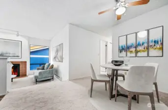 Dining area overlooks living room