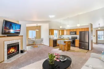 Open concept - Family room, breakfast nook and kitchen.