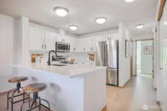 Beautiful kitchen has eating bar