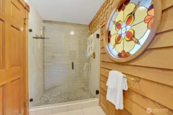 Beautiful, unique stained glass has been incorporated into this home and all homes in this John Galt designed community.