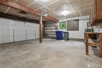 Oversized 2-car garage plus shop area and plenty of storage space.