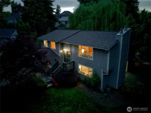 Lovely twilight view.  Freshly painted inside and outside. Move In Ready