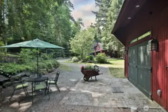 We are now at The Carriage House/Barn. The lower level is a woodworking shop and the upper level is a guest suite.