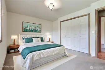 Bedroom #2, "Blue Room" we called it because the door is blue, ample in size with double closet. ***Virtually Staged***