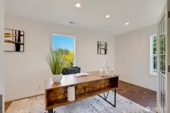 Bright, versatile office with French doors — perfect for working from home or creative projects.