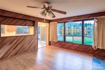 The living room is open to the dining area and the kitchen!