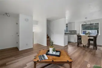 Laminate flooring throughout.