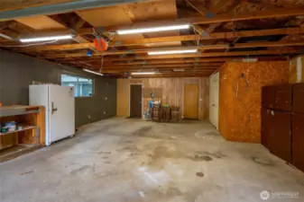 Large two car garage with space for projects.