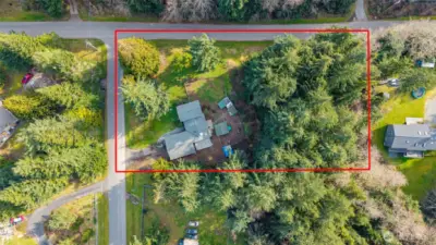 Aerial view of property boundary.