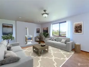 Family room virtually staged