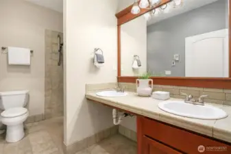 3/4 bathroom off primary bedroom.