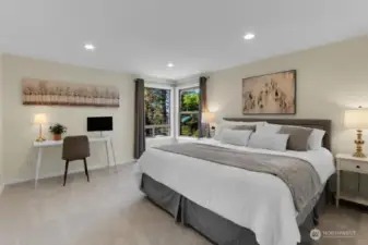 Enormous master suite that was completely remodeled, enjoy peaceful peek-a-boo puget sound view from your bedside here!  What a way to wake up!!!