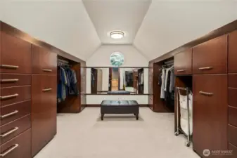 Large primary walk-in closet with 4ft deep drawers