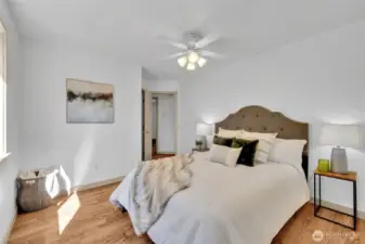Primary bedroom with walk in closet