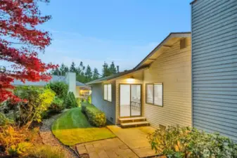 Patio off kitchen with dedicated gas line for BBQ