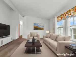 Living room virtually staged for decorating idea.