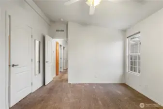 A look from the primary bedroom back toward the hallway.
