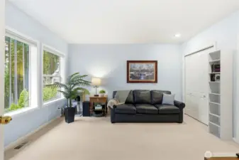 Versatile bonus room with expansive windows and natural light—ideal as a media room, home office, playroom, or multi-generational living space in Maple Valley WA.