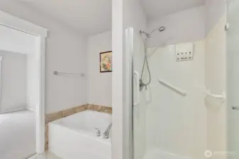 Primary Bathroom with Soaking Tub and Walk-In Shower
