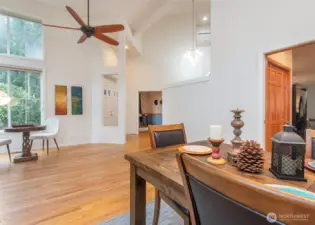 Light filled living and dining room.