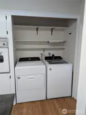 Washer + dryer attached to kitchen
