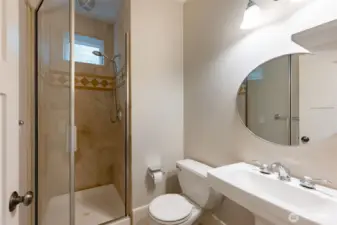 Main floor bathroom with walk in shower