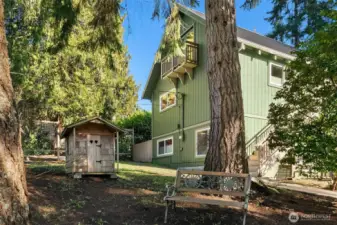 Fun playhouse in front yard.