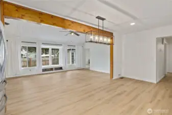 From the back door to the family room and backyard view.