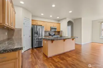 Gather around the oversized island