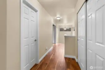 Acacia hardwoods continue upstairs, creating warmth and continuity throughout the home